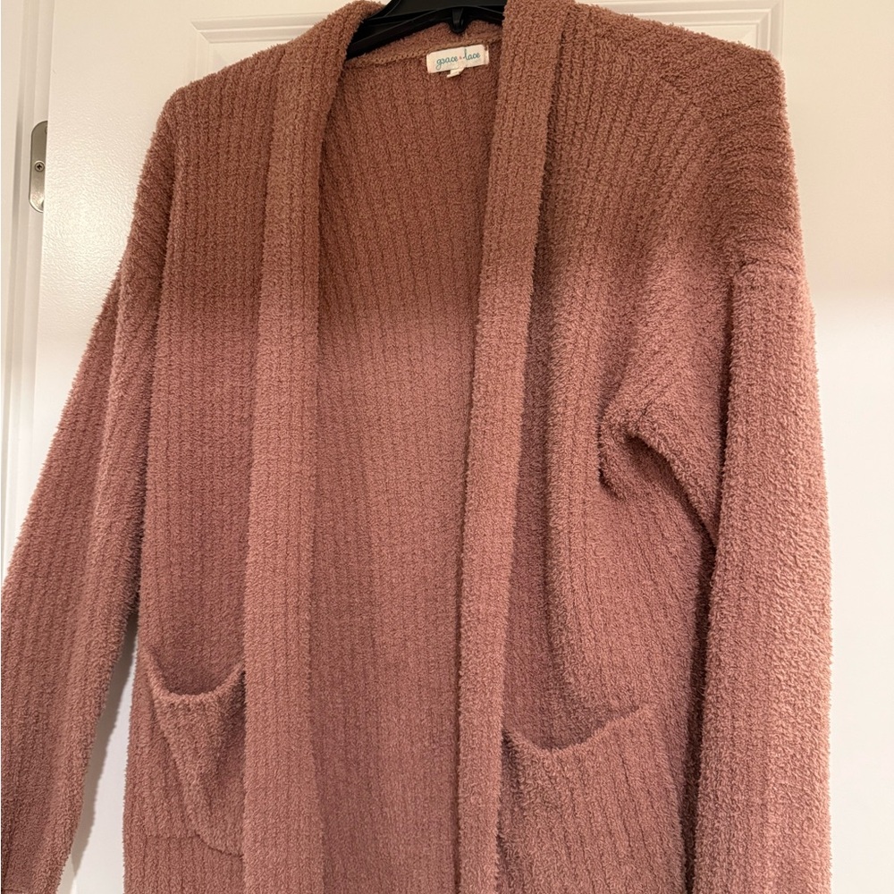 Grace & Lace Dusty Rose Open-Front Cardigan
